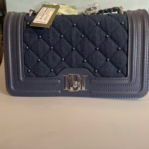Badgley Mischka Navy Quilted Shoulder Bag
